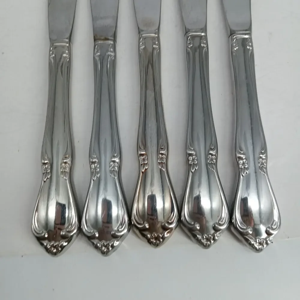 5X BK Oneida CHATEAU Stainless Flatware Dinner Butter Knives Glossy USA